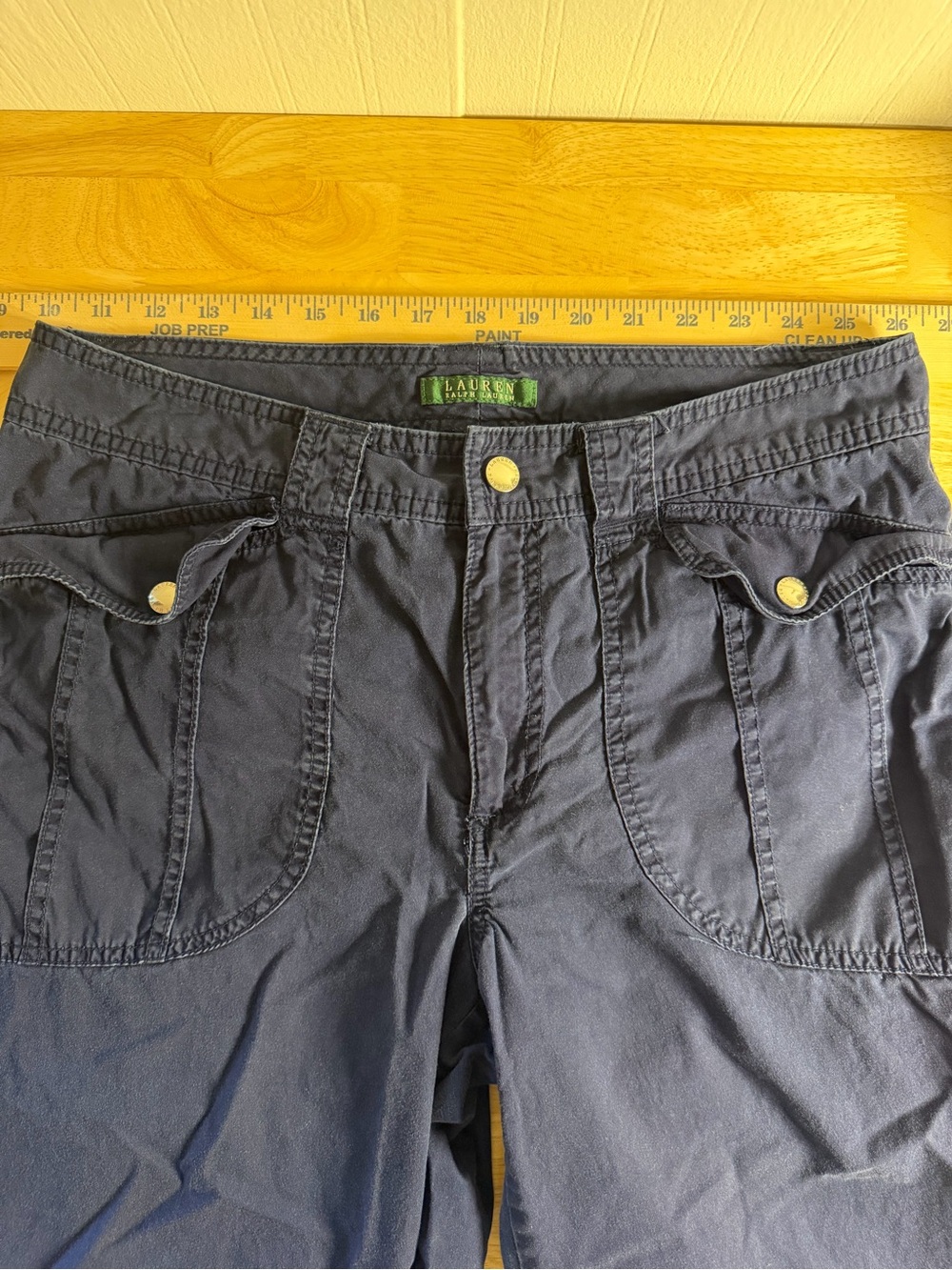 Ralph Lauren 100 Cotton Navy Cropped Cargo-Style Women's Pants